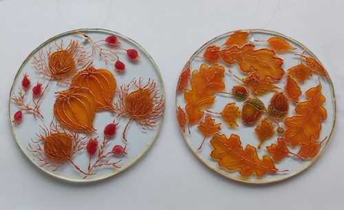 CD, Oak & Nigella, Physalis & Hawthorn, glass paints.